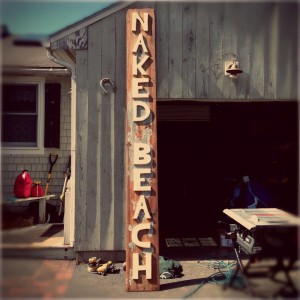 Naked Beach Hand Crafted Sign